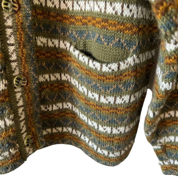 The Alpaca Connection Peru Handmade Stripped Button Front Cardigan Pockets - Picture 7 of 16